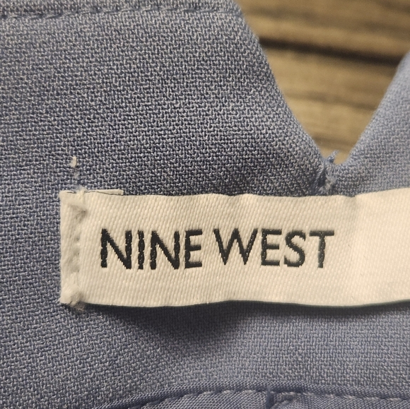 NINE WEST Women's High-Waist Pleated Pants- Light Blue with zipper  front Sz 14L - Picture 2 of 11